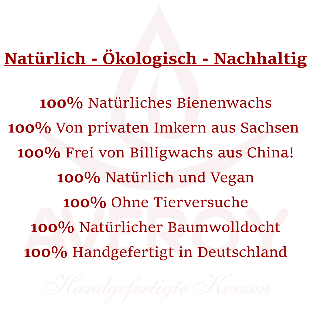 AVEROY Wachslicht Manufaktur - Bienenwachskerzen-Stumpen „Maria“ im Jutesäcklein Natürlich - Ökologisch - Nachhaltig + Wachslichter aus Bienenwachs von AVEROY - Handgefertigte Kerzen aus Deutschland