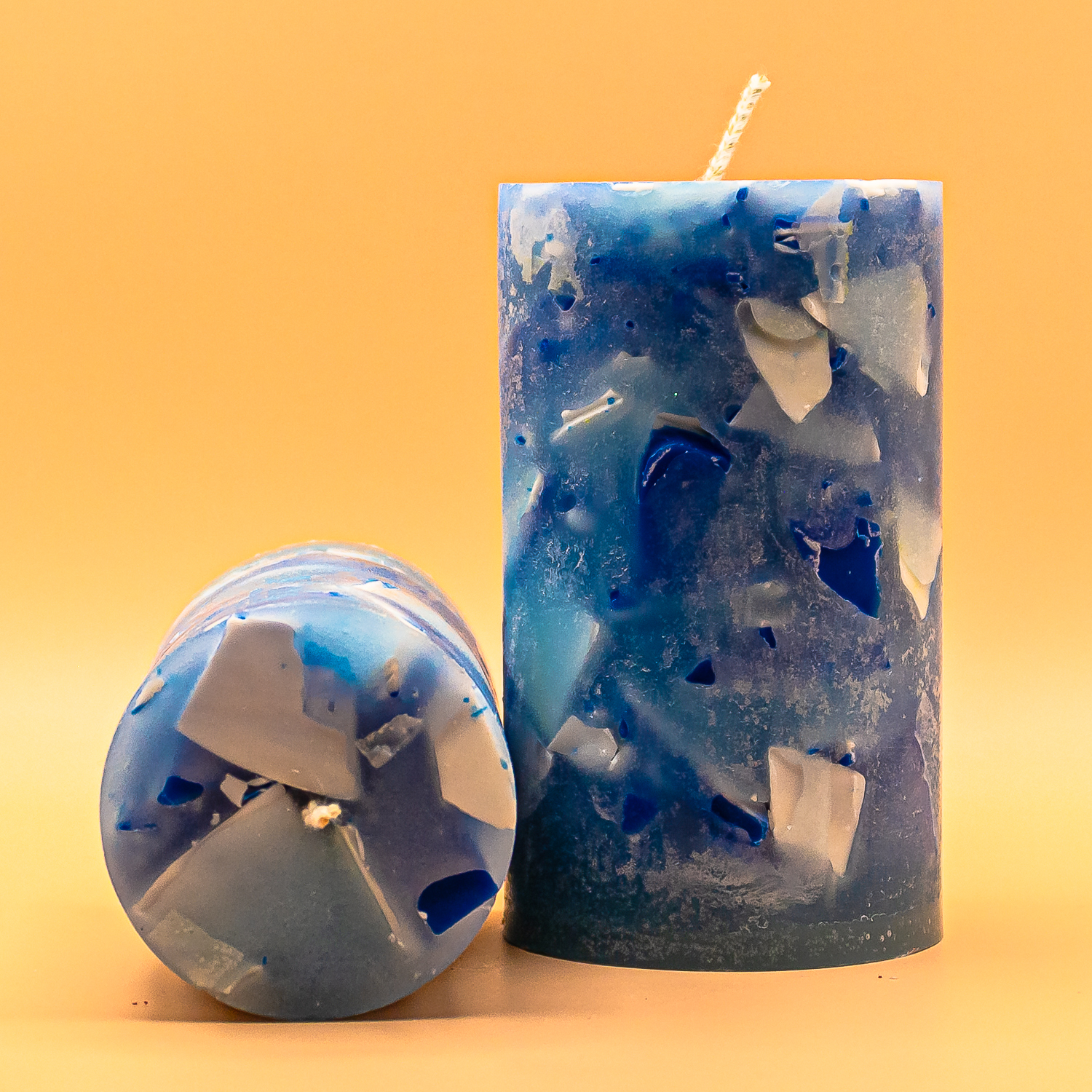 AVEROY Wachslicht-Manufaktur - 2er Set „Kuddelmuddel“ in Blau/Weiß