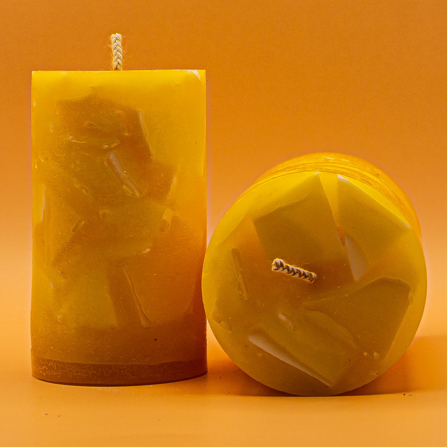 AVEROY Wachslicht-Manufaktur - 2er Set „Kuddelmuddel“ in Gelb/Weiß