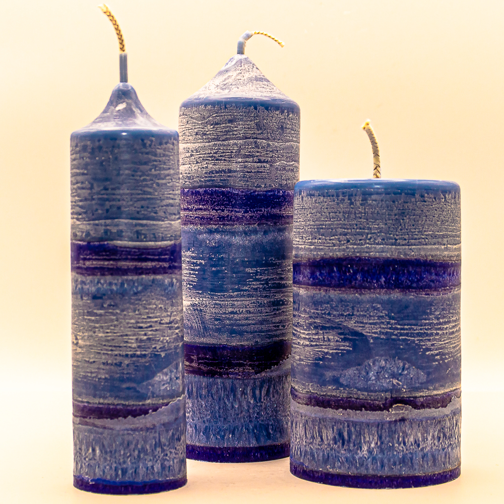AVEROY Wachslichter - 3er Set Palmwachskerzen "Der blaue BEN"