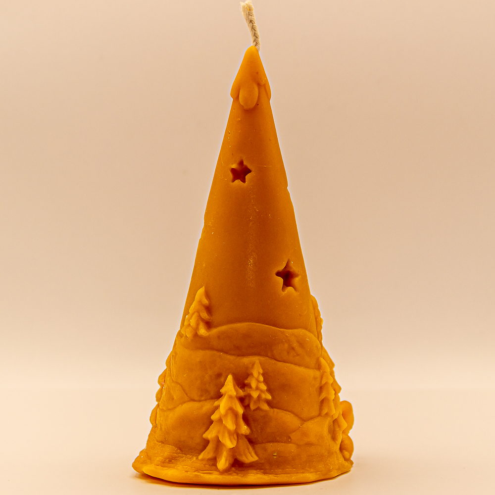 AVEROY Wachslichter - Bienenwachskerze "Weihnachtspyramide mit Schneemann"
