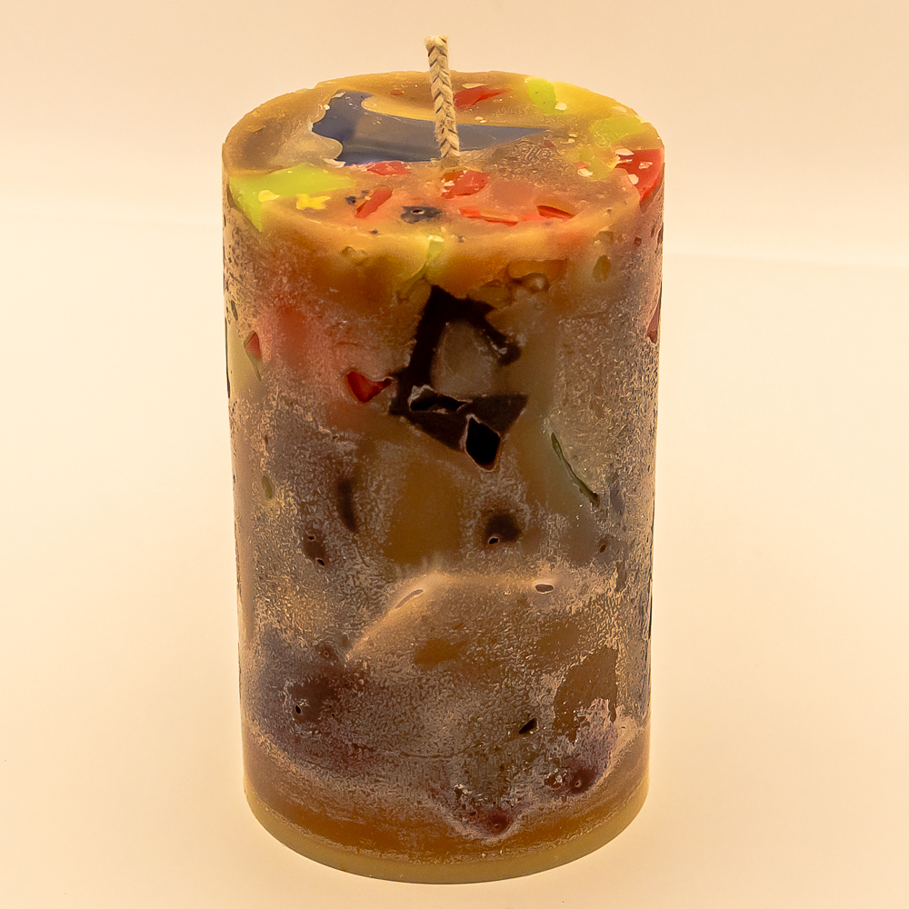 AVEROY Wachslicht-Manufaktur - Große Stumpenkerze „Kuddelmuddel“ in Natur