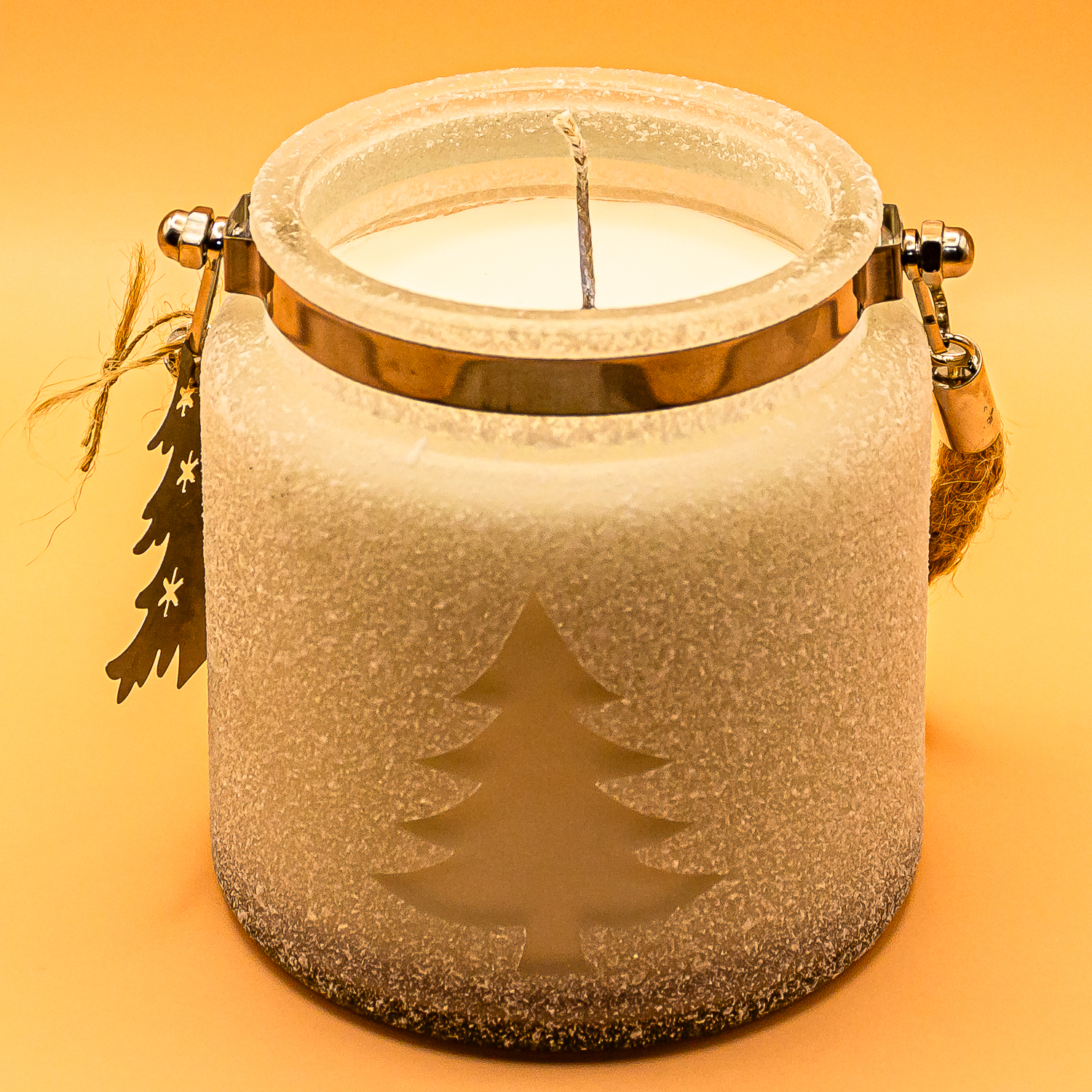 AVEROY Wachslicht-Manufaktur - Weihnachtsduftkerze „Schneewald Glas“ Weiß/Marineblau mit Zuckerwatten-Duft aus Sojawachs