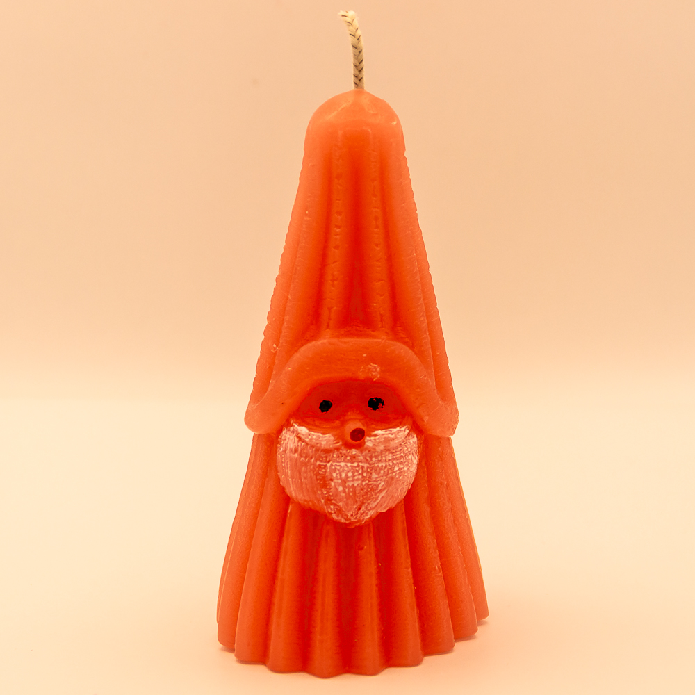 AVEROY Wachslicht-Manufaktur - Handgefertigte Kerzen aus Deutschland - Weihnachtskerze „Tannenbaum mit Weihnachtsmanngesicht“ in Rosa